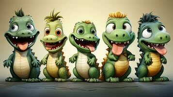 Cartoon funny dino family - illustration for children. photo