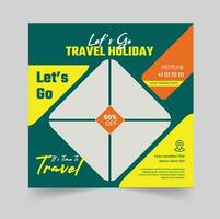 Travel social media post square banner template vector