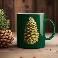 Mug realistic mockup of a mug for drinks front view. . photo