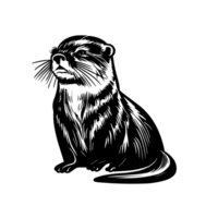 Otter silhouette view side for retro logos, emblems, badges, labels template vintage design element. AI Generative png