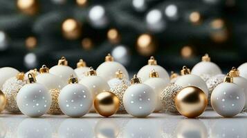 AI-Generated Christmas New Year holiday decorations toys and Christmas decorations balls, background photo