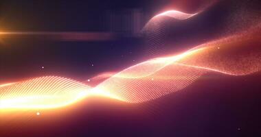 AI-Generated Orange yellow glowing energy bright waves from small particles and lines abstract background photo