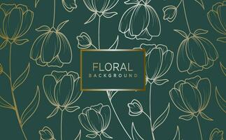 floral abstract background with golden hand drawn flowers. Vector design template for postcard, wall poster, business card,