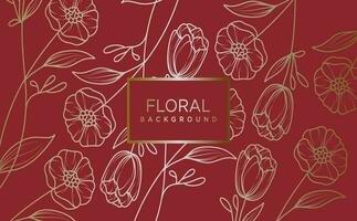 floral abstract background with golden hand drawn flowers. Vector design template for postcard, wall poster, business card,