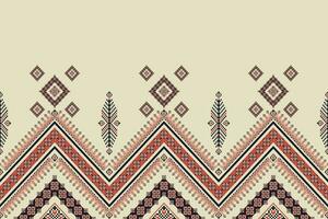 African embroidery geometric border pattern. Ethnic geometric pixel art seamless pattern. Ethnic geometric stitch pattern use for textile border, wallpaper, cushion, carpet, upholstery, etc. vector