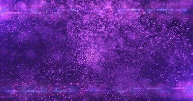 Purple background of many blurred circles with bokeh effect of energy magical glowing particles and light lines abstract background photo