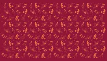 texture with christmas symbols in vector, red background vector