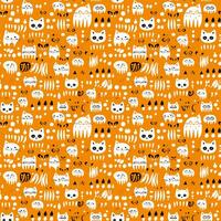 cartoon orange and white halloween background seamless pattern photo