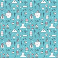 winter doodle cute background seamless pattern photo