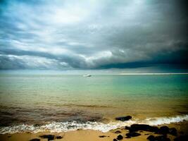 Dramatic Ocean View Rocky French Coastline and Sandy Beach photo