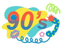 Set of colorful elements tyle of 90s, flat vector style.