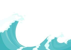 Illustration of plunging waves, flat vector. vector