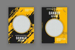 Vector yellow and black grunge banner template, Flyer template, Digital business marketing.