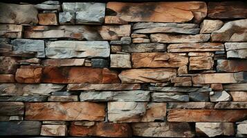AI-Generated Wall texture of sharp stone bricks tiles background photo