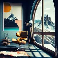 Serenity in Design A Huge AI Generated Living Room with Mountain View photo