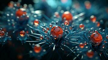 AI-Generated Close up under a microscope view of abstract viruses background photo