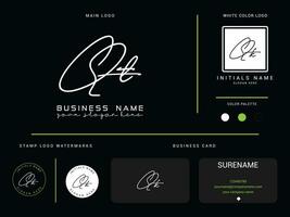 Minimalist Qt Signature Letter Logo, Unique Luxury QT Logo Icon With Business Branding vector