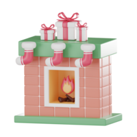 Navidad hogar con colgando calcetines y regalos linda 3d prestar. png