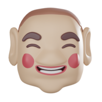 Chinese Smiling Mask Man Celebrating Traditional New Year in 3D render. png