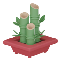 Lucky bamboo plant in pot, Traditional chinese new year 3D render png