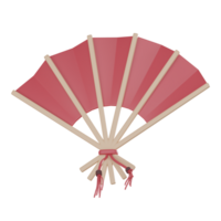 Elegant 3D Chinese Fan Icon for Lunar New Year 3D Render png