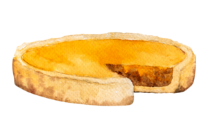 watercolor illustration of Pumpkin Pie Dessert. Hand drawn pumpkin pie. png