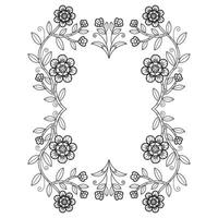 Blooming flower frame hand drawn for adult coloring book vector