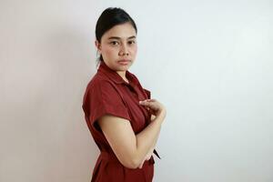 People on gray background, portrait woman on white background photo