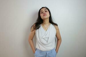 Woman on white background, people on white background photo