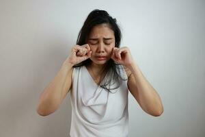 Woman on white background, people on white background photo