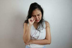 Woman on white background, people on white background photo