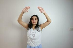 Woman on white background, people on white background photo