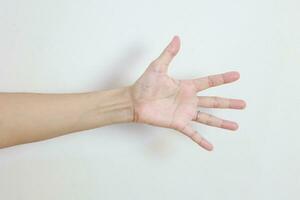 Hand on white background photo