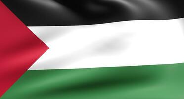 Waving flag of Palestine. 3D flag of Palestine. 3D rendering photo