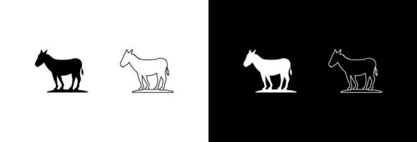 Donkey icon on white and black background. vector