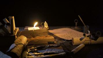 Flickering candlelight in an ancient authentic place. video