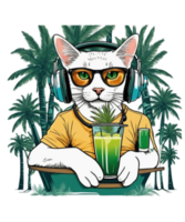 Cool Cat Wearing Headphone AI Generative Clipart Illustration for Print on Demand Clipart Design is Also perfect for any projects like tshirts or book cover png