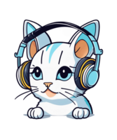 Cool Cat Wearing Headphone AI Generative Clipart Illustration for POD Clipart Design is Also perfect for any projects like tshirts or book cover png