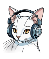 Cool Cat Wearing Headphone AI Generative Clipart Illustration for POD Clipart Design is Also perfect for any projects like tshirts or book cover png