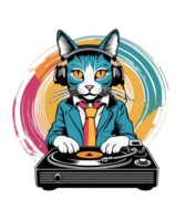 Cool Cat Wearing Headphone AI Generative Clipart Illustration for POD Clipart Design is Also perfect for any projects like tshirts or book cover png