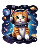 Cool Cat Wearing Headphone AI Generative Clipart Illustration for Print on Demand Clipart Design is Also perfect for any projects like tshirts or book cover png