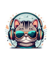 cool Katze tragen Kopfhörer ai generativ Clip Art Illustration zum pod Clip Art Design ist ebenfalls perfekt zum irgendein Projekte mögen T-Shirts oder Buch Startseite png