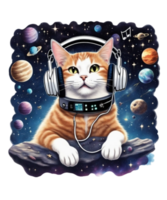 legal gato vestindo fone de ouvido ai generativo clipart ilustração para impressão em exigem clipart Projeto é Além disso perfeito para qualquer projetos gostar Camisetas ou livro cobrir png