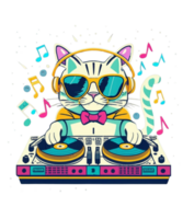 Cool Cat Wearing Headphone AI Generative Clipart Illustration for POD Clipart Design is Also perfect for any projects like tshirts or book cover png