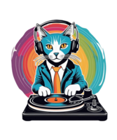 Cool Cat Wearing Headphone AI Generative Clipart Illustration for POD Clipart Design is Also perfect for any projects like tshirts or book cover png