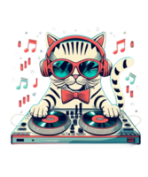 koel kat vervelend koptelefoon ai generatief clip art illustratie voor peul clip art ontwerp is ook perfect voor ieder projecten Leuk vinden t-shirts of boek Hoes png