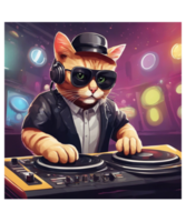 Cool Cat Wearing Headphone AI Generative Clipart Illustration for POD Clipart Design is Also perfect for any projects like tshirts or book cover png