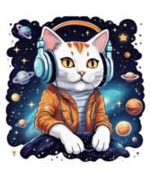 Cool Cat Wearing Headphone AI Generative Clipart Illustration for POD Clipart Design is Also perfect for any projects like tshirts or book cover png