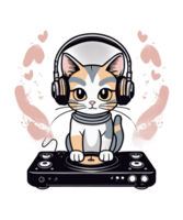 cool chat portant casque de musique ai génératif clipart illustration pour cosse clipart conception est aussi parfait pour tout projets comme t-shirts ou livre couverture png