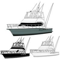 Yacht vector line art and one color